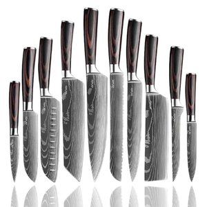 10 Piece Damascus Pattern Kitchen Knife Set